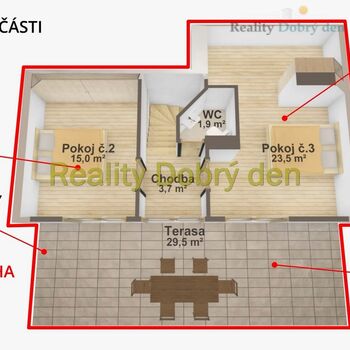 Pronájem mezonetu s terasou, Bochenkova, Opava