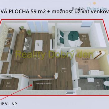 Pronájem 2+kk, Pekařská, Opava