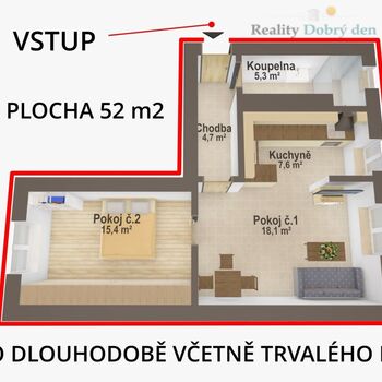 Pronájem 2+kk, cihla, Masařská, Opava