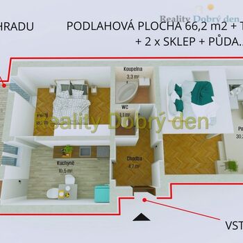 Prodej 2+1 s terasou a zahradou, Tyršova, Opava