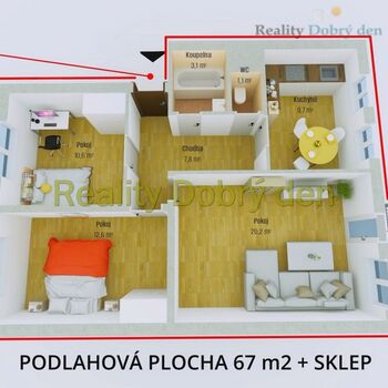 Pronájem 3+1 s balkonem, Leskovská, Horní Benešov