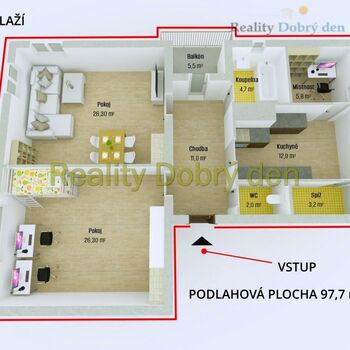 Prodej 3+1 s balkonem, Máchova, Opava